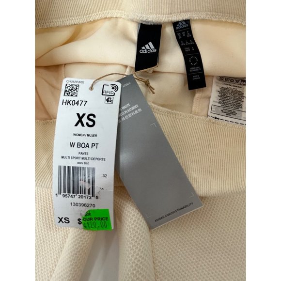 Adidas Badge of Sport Wide Leg Women’s Waffle Sweatpants XS Ecru HK0477 Logo - Picture 7 of 15